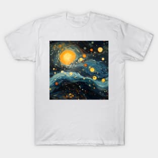 Van Gogh Starry Night Outer Space Pattern 18 T-Shirt